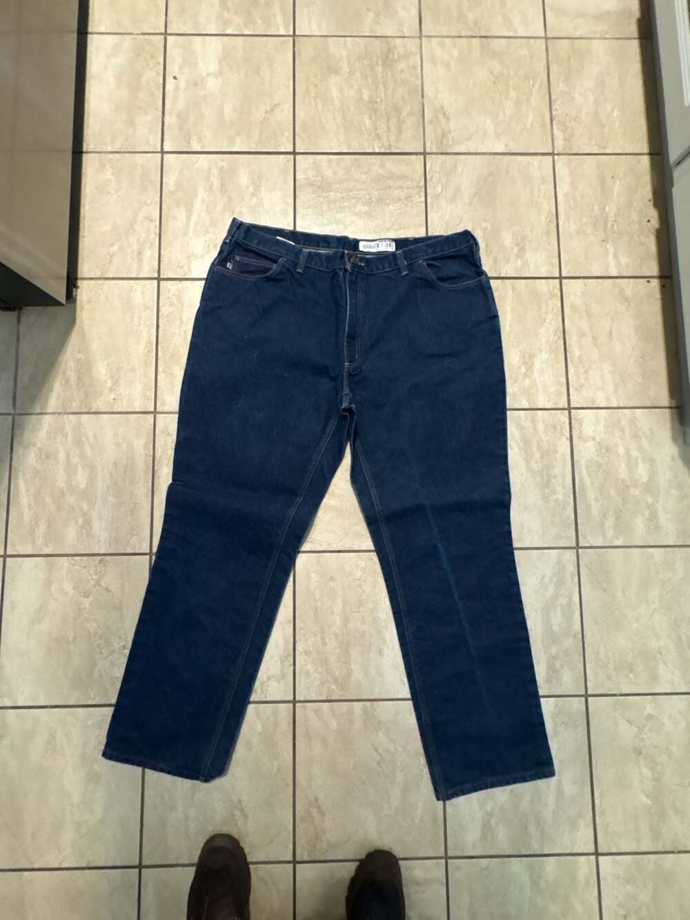 Carhartt Work Jeans Size 46x34 Blue Cotton Flame Resistant Denim